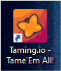 Taming.io shortcut on a desktop